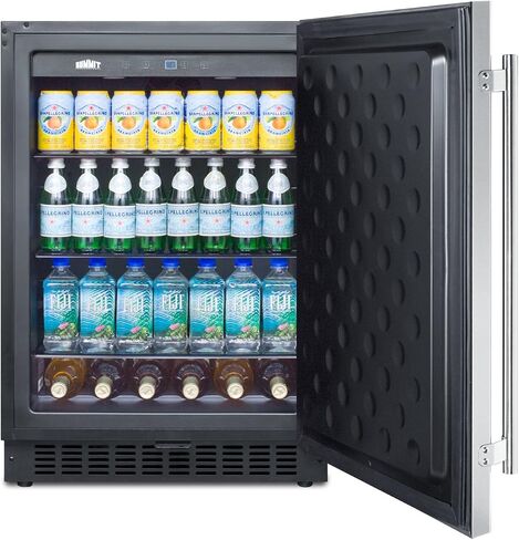 Summit SPR627OS Outdoor Built-In Undercounter All-Refrigerator with Glass Shelves and Lock, 24", Stainless Steel/Black in Saudi Arabia