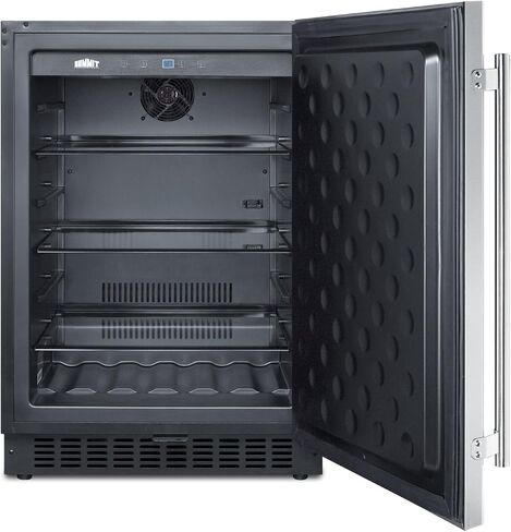 Summit SPR627OS Outdoor Built-In Undercounter All-Refrigerator with Glass Shelves and Lock, 24", Stainless Steel/Black in Saudi Arabia