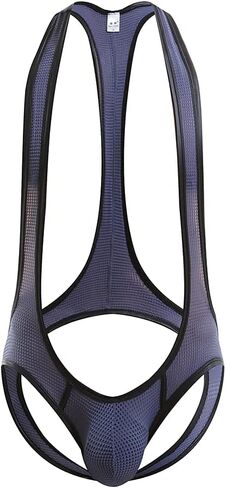 Men's Jockstrap Leotard Sexy Mesh Jumpsuits Wrestling Singlet Bodysuit G-String Underwear in Kuwait