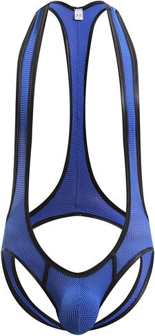 Men's Jockstrap Leotard Sexy Mesh Jumpsuits Wrestling Singlet Bodysuit G-String Underwear in Kuwait