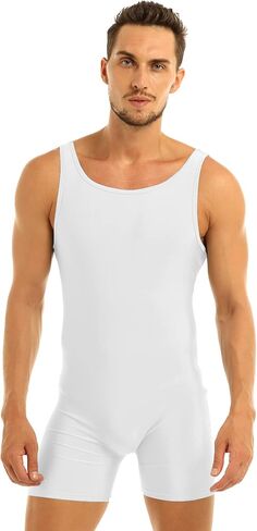 XUNZOO Men's One Piece Stretchy Bodywear Sleeveless Tank Vest Leotard Workout Biketard Bodysuit in Saudi Arabia