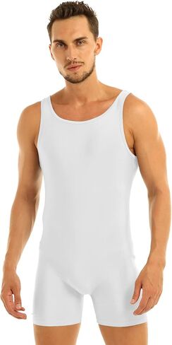 XUNZOO Men's One Piece Stretchy Bodywear Sleeveless Tank Vest Leotard Workout Biketard Bodysuit in Saudi Arabia
