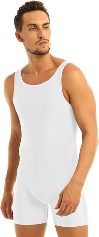XUNZOO Men's One Piece Stretchy Bodywear Sleeveless Tank Vest Leotard Workout Biketard Bodysuit in Saudi Arabia