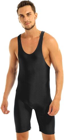 XUNZOO Men's One Piece Stretchy Bodywear Sleeveless Tank Vest Leotard Workout Biketard Bodysuit in Saudi Arabia