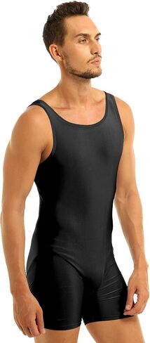 XUNZOO Men's One Piece Stretchy Bodywear Sleeveless Tank Vest Leotard Workout Biketard Bodysuit in Kuwait