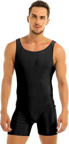 XUNZOO Men's One Piece Stretchy Bodywear Sleeveless Tank Vest Leotard Workout Biketard Bodysuit in Kuwait