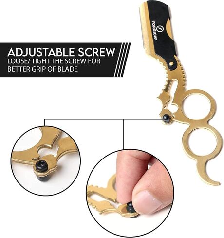 Barber Straight Razor Professional Straight Edge Razor for Men -100 Derby Blades Double Ring Barber Razor Compatible with Double Edge Blade Beard Shaping tool (Black) in Saudi Arabia
