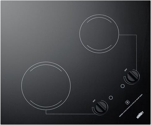 Summit CR2B121 115V 2-Burner 21" Radiant Cooktop For Portrait or Landscape Installation In 20" x 16" Cutouts, Black in Saudi Arabia