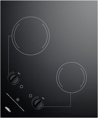 Summit CR2B121 115V 2-Burner 21" Radiant Cooktop For Portrait or Landscape Installation In 20" x 16" Cutouts, Black in Saudi Arabia