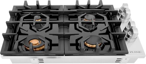 ZLINE 30 in. Dropin Cooktop with 4 Gas Brass Burners and Black Porcelain Top (RC-BR-30-PBT) in Saudi Arabia