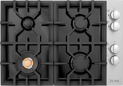 ZLINE 30 in. Dropin Cooktop with 4 Gas Brass Burners and Black Porcelain Top (RC-BR-30-PBT) in Saudi Arabia