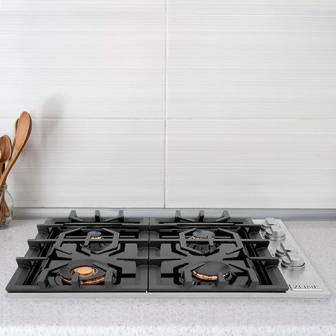 ZLINE 30 in. Dropin Cooktop with 4 Gas Brass Burners and Black Porcelain Top (RC-BR-30-PBT) in Saudi Arabia
