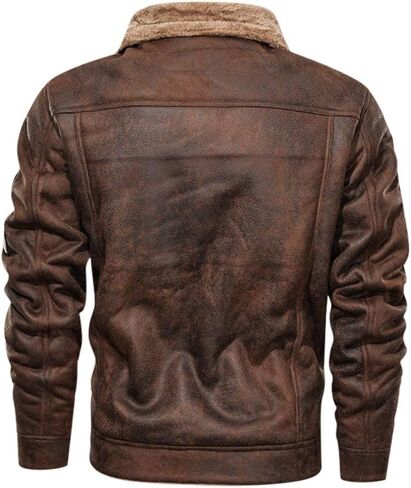 Vintage Jackets Mens Faux Suede Sherpa Lined Jackets Winter Warm Turn-Down Collar Thicken Coats Casual Cargo Jackets in Kuwait