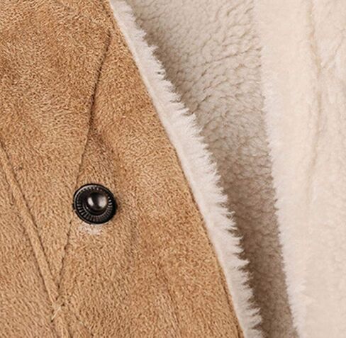 Vintage Jackets Mens Faux Suede Sherpa Lined Jackets Winter Warm Turn-Down Collar Thicken Coats Casual Cargo Jackets in Kuwait