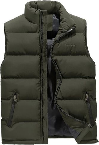 Ymosrh Mens Coats and Jackets Plus Size Autumn/Winter Fashion Solid Colour Warm Down Cotton Zip Vest Winter Jackets in Saudi Arabia