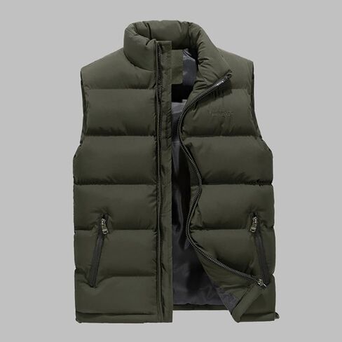 Ymosrh Mens Coats and Jackets Plus Size Autumn/Winter Fashion Solid Colour Warm Down Cotton Zip Vest Winter Jackets in Saudi Arabia