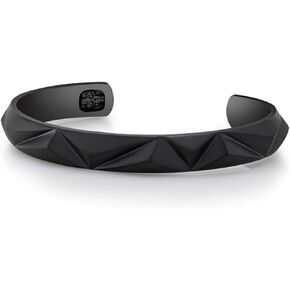Room101 Stainless Steel with Black PVD Cuff Bangle Bracelet, 8" - Choise of Style in Saudi Arabia