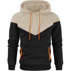 Men's Midweight Fleece Pullover Hoodies Casual Color Block Hooded Sweatshirt with Pockets in Saudi Arabia