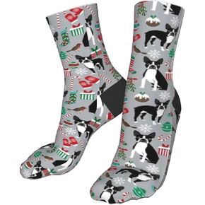 AOTOSE بوسطن تيرير عيد الميلاد لطيف عيد الميلاد عطلة الكلاب تصميم لطيف عيد الميلاد الكلاب الرجال الجوارب الكاحل وسادة الجري الجوارب القطنية طاقم الجوارب, أسود, One Size in Kuwait