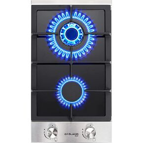 موقد غاز مقاس 12 بوصة، موقد غاز GASLAND Chef GH30BF مدمج بشعلتين، قابل للتحويل NG/LPG، موقد غاز مزدوج الشعلة مع حماية مزدوجة حرارية، زجاج أسود in Kuwait