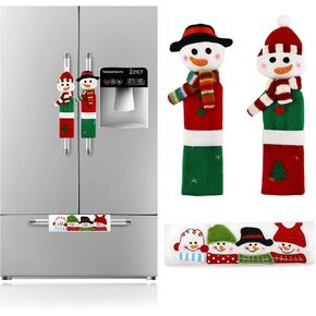 Athoinsu 3 قطع من أغطية مقابض ثلاجة عيد الميلاد على شكل رجل ثلج، أجهزة مطبخ لعطلات عيد الميلاد، 9 بوصة in Kuwait