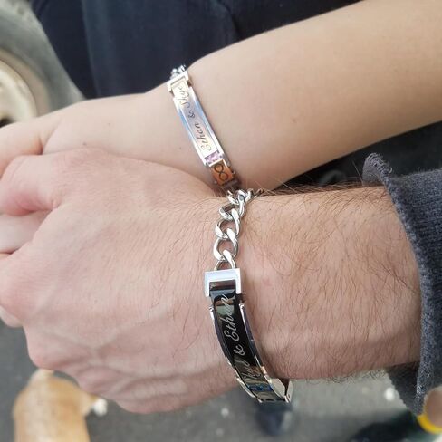 Icamer Couples Bracelets with Elegant Design - Personalized Stainless Steel Bracelet - Custom Engraving for Men and Women - Relationship Matching Couple Jewelry Gift For Her and Him in Saudi Arabia