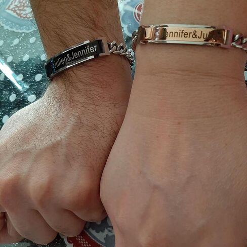 Icamer Couples Bracelets with Elegant Design - Personalized Stainless Steel Bracelet - Custom Engraving for Men and Women - Relationship Matching Couple Jewelry Gift For Her and Him in Saudi Arabia