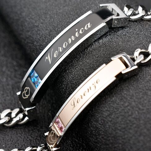 Icamer Couples Bracelets with Elegant Design - Personalized Stainless Steel Bracelet - Custom Engraving for Men and Women - Relationship Matching Couple Jewelry Gift For Her and Him in Saudi Arabia