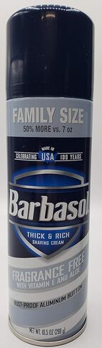 Barbasol Thick & Rich Shaving Cream (with Vitamin E & Aloe) - Fragrance Free -10.5 oz can in Kuwait