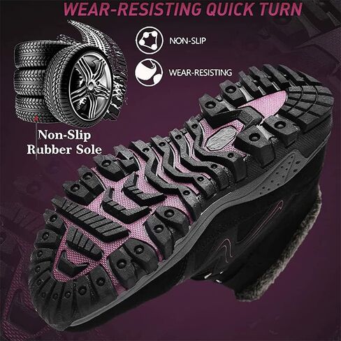 LELEBEAR Fleekcomfy Snowy Leather Ankle Boots, Winter Thermal Thickening Hiking Boots, High Top Thick Bottom Non-Slip Shoes in Kuwait