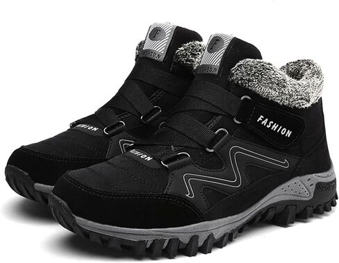 LELEBEAR Fleekcomfy Snowy Leather Ankle Boots, Winter Thermal Thickening Hiking Boots, High Top Thick Bottom Non-Slip Shoes in Kuwait