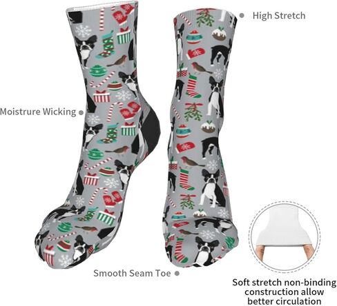 AOTOSE بوسطن تيرير عيد الميلاد لطيف عيد الميلاد عطلة الكلاب تصميم لطيف عيد الميلاد الكلاب الرجال الجوارب الكاحل وسادة الجري الجوارب القطنية طاقم الجوارب, أسود, One Size in Kuwait