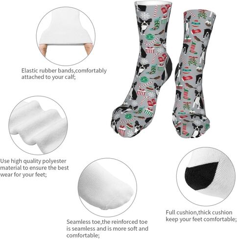 AOTOSE بوسطن تيرير عيد الميلاد لطيف عيد الميلاد عطلة الكلاب تصميم لطيف عيد الميلاد الكلاب الرجال الجوارب الكاحل وسادة الجري الجوارب القطنية طاقم الجوارب, أسود, One Size in Kuwait