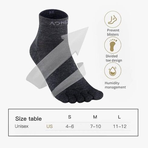 3 Pairs Cushion Ankle Running Socks for Men & Women, High Performance Athletic Five Toe Socks with Arch Support in Saudi Arabia