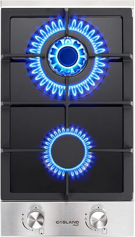 موقد غاز مقاس 12 بوصة، موقد غاز GASLAND Chef GH30BF مدمج بشعلتين، قابل للتحويل NG/LPG، موقد غاز مزدوج الشعلة مع حماية مزدوجة حرارية، زجاج أسود in Kuwait