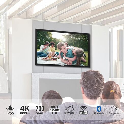 SYLVOX 55 Inch Outdoor TV, Waterproof 4K Smart TV, High Brightness,7x16(H) Commercial Grade, Supports Bluetooth & Wi-Fi, Suitable for Partial Sun(Deck Series 2022) in Saudi Arabia