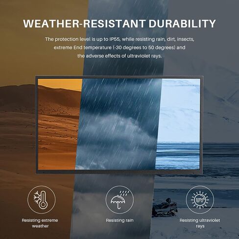 تلفزيون SYLVOX 55 بوصة خارجي، تلفزيون ذكي مقاوم للماء 4K، سطوع عالي، درجة تجارية 7 × 16 (ارتفاع)، يدعم البلوتوث والواي فاي، مناسب للشمس الجزئية (سلسلة Deck 2022) in Saudi Arabia
