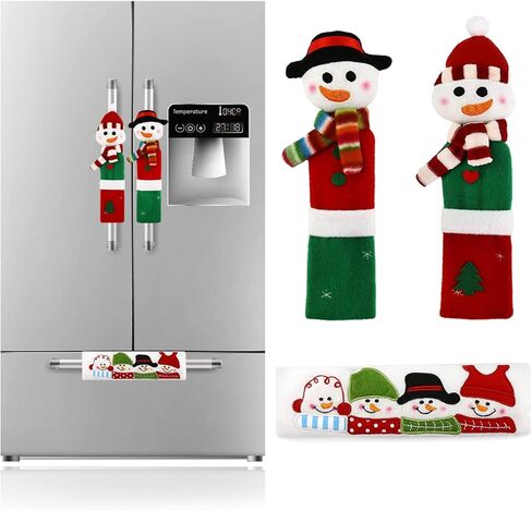 Athoinsu 3 قطع من أغطية مقابض ثلاجة عيد الميلاد على شكل رجل ثلج، أجهزة مطبخ لعطلات عيد الميلاد، 9 بوصة in Kuwait