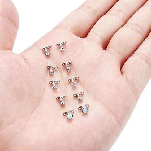 Lcolyoli 10PCS 14G Dermal Anchor Tops CZ/Opal/Ball Base G23 Titanium Microdermals Body Piercing Jewelry for Women Men in Saudi Arabia