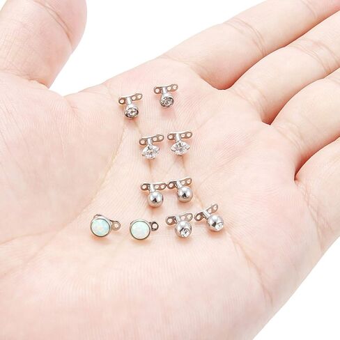 Lcolyoli 10PCS 14G Dermal Anchor Tops CZ/Opal/Ball Base G23 Titanium Microdermals Body Piercing Jewelry for Women Men in Saudi Arabia