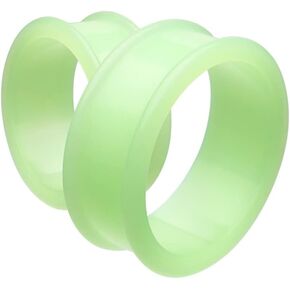 Covet Jewelry Glow in The Dark Supersize Flexible Silicone Double Flared Ear Gauge Tunnel Plug in Kuwait