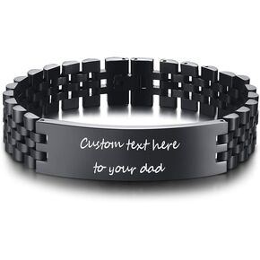 MEALGUET to My Dad Bracelet, Daughter Son to Father Gift Idea Love Message Engraved Stainless Steel ID Bracelet DAD Bracelet for Your Daddy in Saudi Arabia