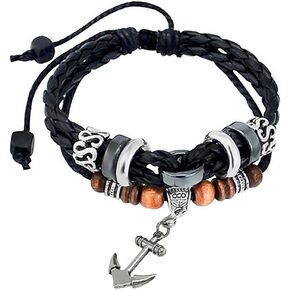 Suyi Multilayer Adjustable Leather Woven Braided Bangle Cross Bracelet Leaf Wrist Cuff Wristband in Kuwait