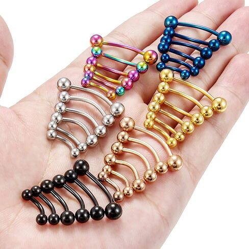Ftovosyo 30-36Pcs 20G-12G Surgical Steel Eyebrow Rings Rook Earring Daith Tragus Ear Navel Belly Ring Snake Eyes Tongue Ring Body Piercing Jewelry for Women Men 6-19mm in Kuwait
