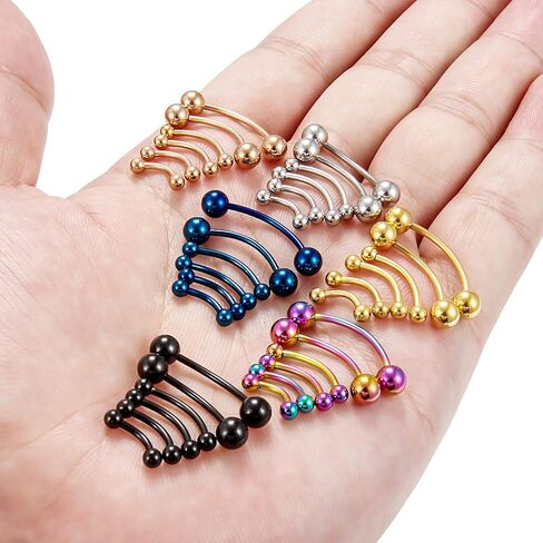 Ftovosyo 30-36Pcs 20G-12G Surgical Steel Eyebrow Rings Rook Earring Daith Tragus Ear Navel Belly Ring Snake Eyes Tongue Ring Body Piercing Jewelry for Women Men 6-19mm in Kuwait