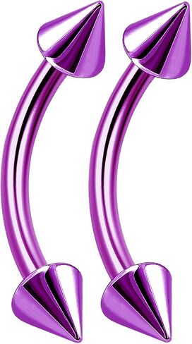 Bodyjewellery 2 قطعة 16 جرام منحني الحديد أقراط التيتانيوم الزنمة الدائري الشفاه اللولب محارة الرخ الغضروف مسمار بار B2NCH-اختيار اللون in Kuwait