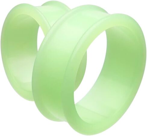 Covet Jewelry Glow in The Dark Supersize Flexible Silicone Double Flared Ear Gauge Tunnel Plug in Kuwait