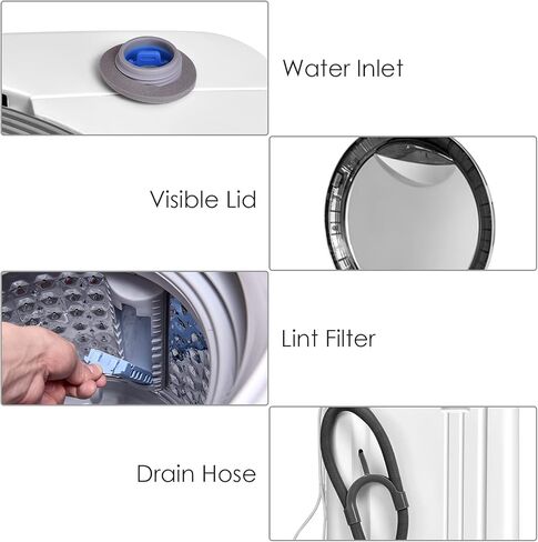 Casart Washing Machine Portable Compact Full-Automatic W/Drain Pump 8 Lbs Cloth Washer and Spinner in Saudi Arabia