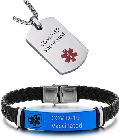 ZKXXJ Medical Alert ID Bracelet and Necklace Set for Men Women,Braided Leather Cuff Bracelets & Medic Tag Pendant Emergency Identification Wristband Allergy Awareness Jewelry for Adults in Saudi Arabia