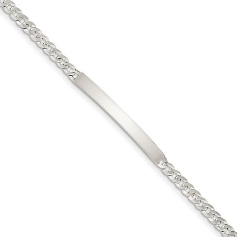 Solid 925 Sterling Silver ID Bracelet Engravable Identification Name Bar Tag - with Secure Lobster Lock Clasp 7.5" (Width = 4mm) in Saudi Arabia